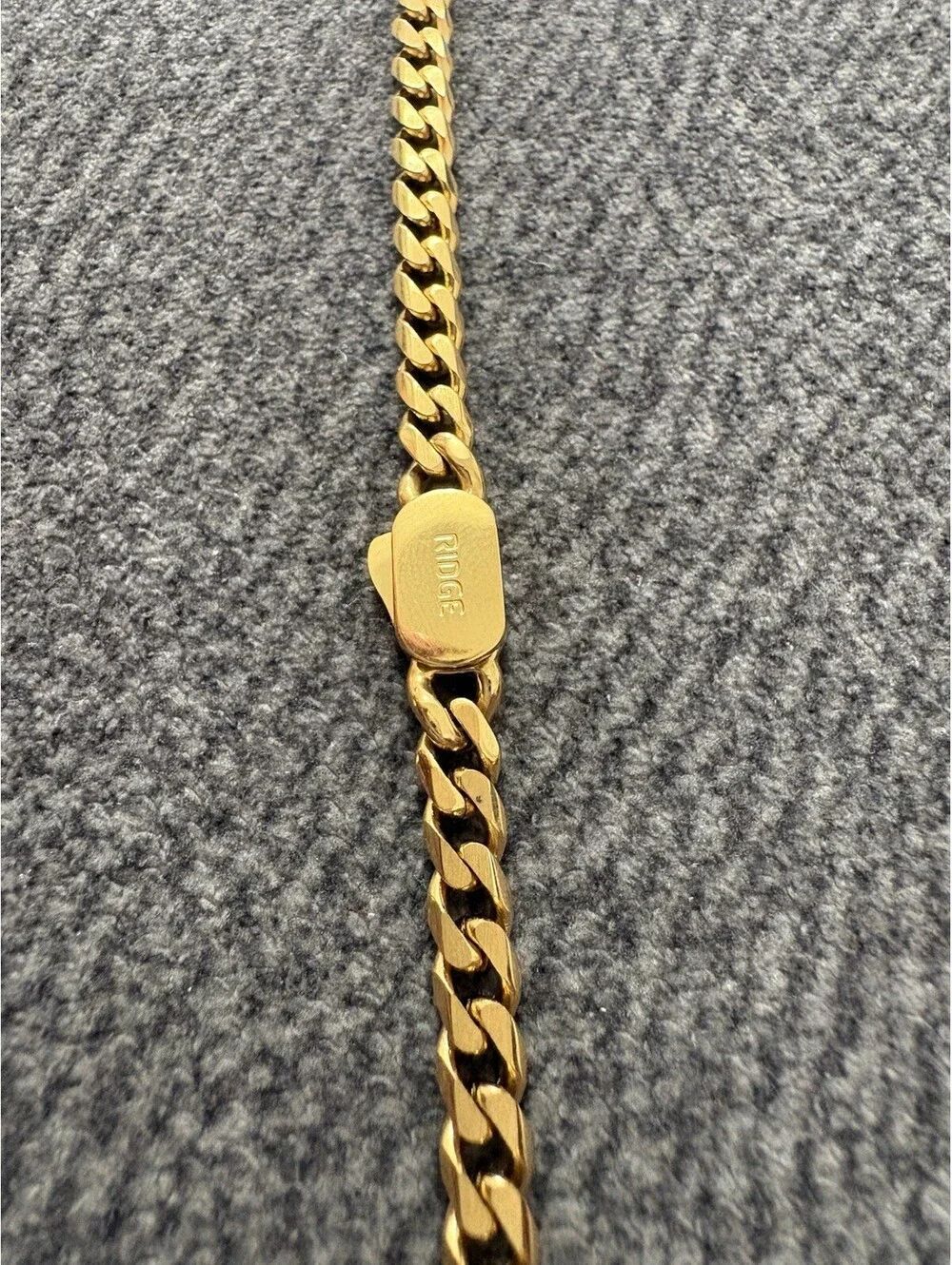 Ridge Curb Chain 18K Gold Over Stainless Steel 22” Necklace 8.5” Bracelet set